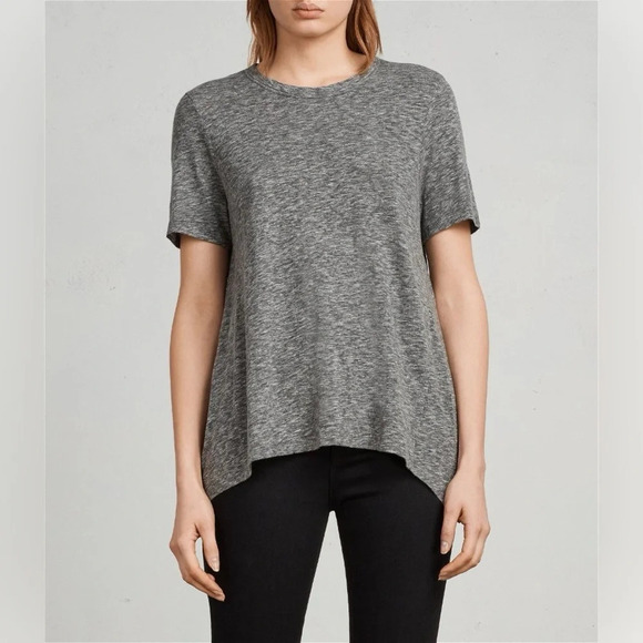 All Saints Women’s Rosa Flame Tee in Heather Grey Size S - Picture 1 of 16